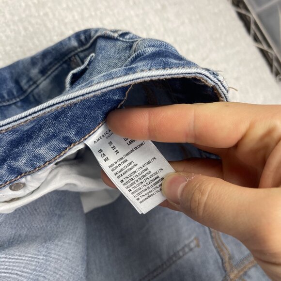 American Eagle High Rise Jegging Stretch Distressed Ripped Jeans Womens 20 Long - Picture 7 of 13